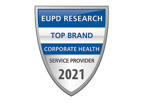 Blau silbernes Coporate Health Siegel von EUPD Research